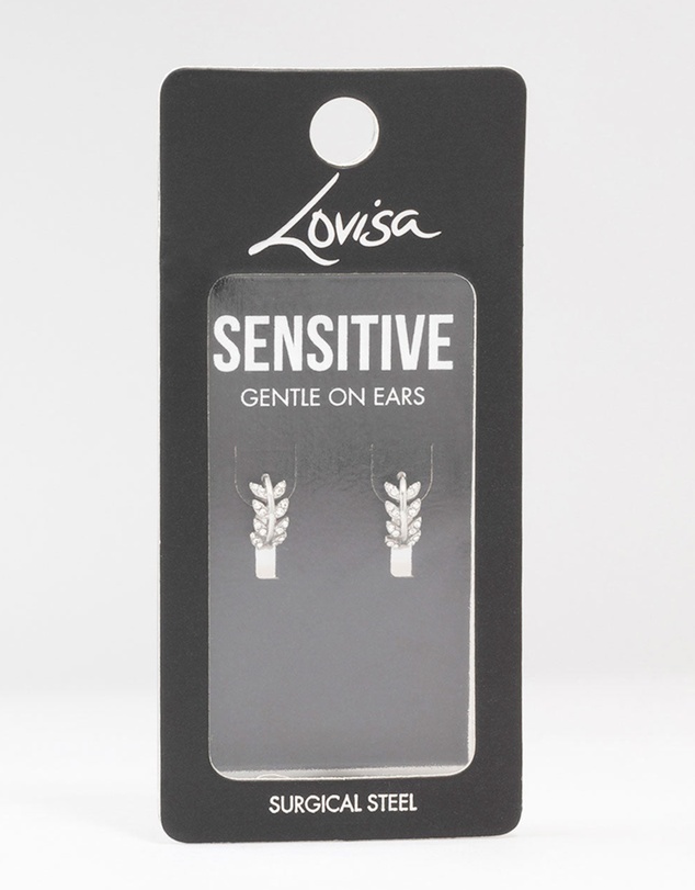 Lovisa - Surgical Steel Diamante Leaf Huggie Earrings