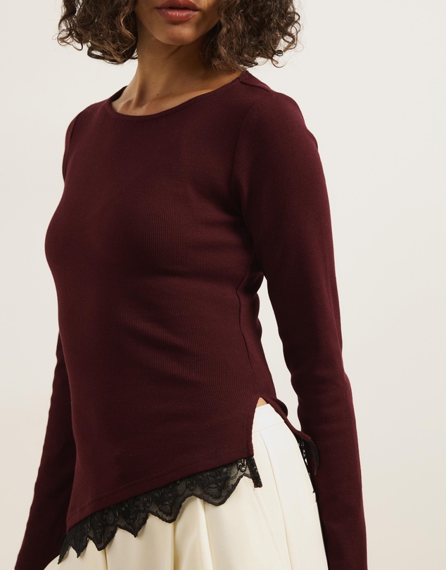 Atmos&Here - Sienna Lace Jersey Long Sleeve Top