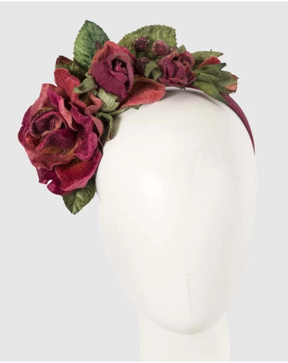 Max Alexander - Wine Vintage Flowers Fascinator Headband