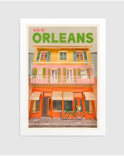 Olive et Oriel - New Orleans Louisiana Vintage Travel Poster by The Whiskey Ginger Art Print