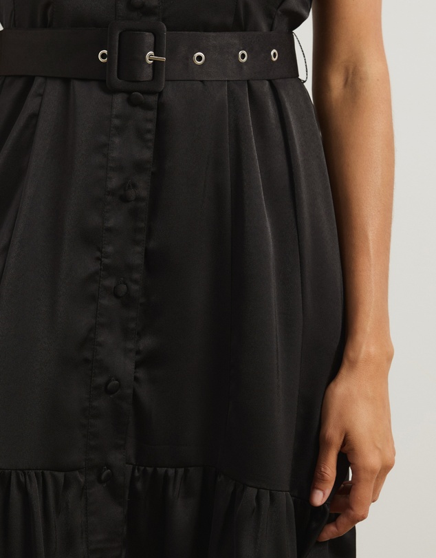 Atmos&Here - Margot Satin Short Sleeve Midi Dress
