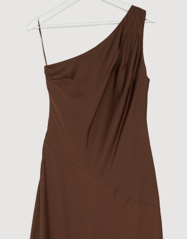 Revibe - Repaired CHANCERY Hallie Satin One Shoulder Drape Maxi Dress - AU 12