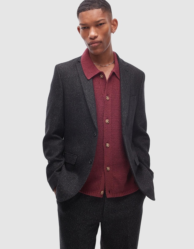 Topman - Slim Salt and Pepper Wool Mix Suit Jacket