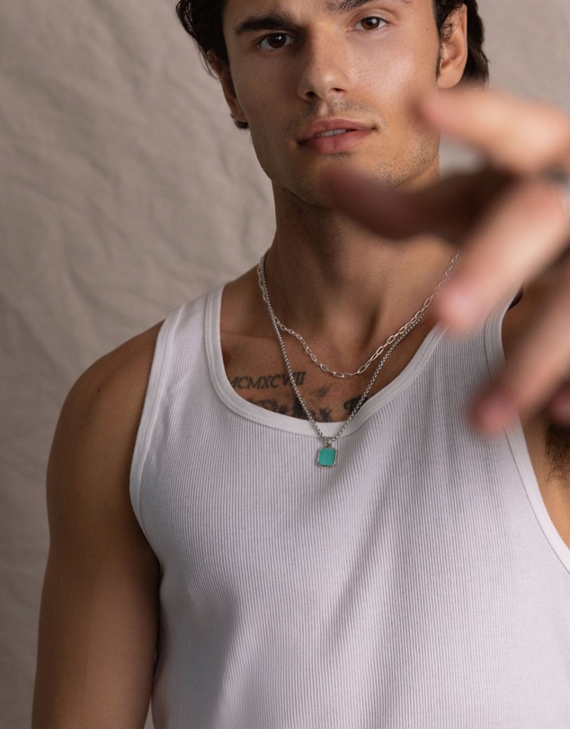 Nialaya Jewellery - Men's Necklace with Square Pendant