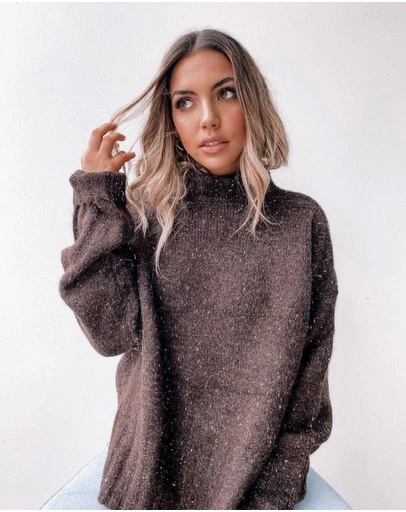 Esther & Co - Chesterfield Jumper - Chocolate