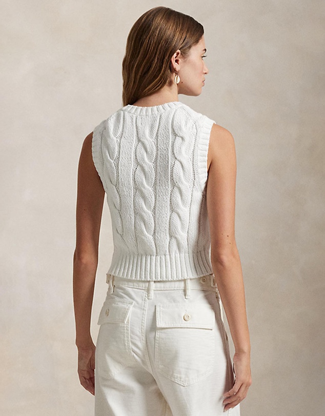 Polo Ralph Lauren - Cable-Knit Cotton Cropped Vest