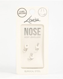 Lovisa - Surgical Steel Cubic Zirconia Butterfly & Round Nose Stud 3-Pack