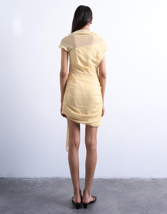 TOPSHOP - Grown On Shoulder Chiffon Mini Dress With Sash