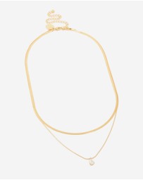 Lovisa - Waterproof Gold Plated Stainless Steel Cubic Zirconia & Snake Chain Layered Necklace