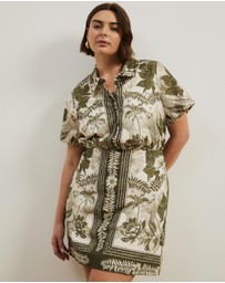 Atmos&Here Curvy - Remi Linen Blend Mini Shirt Dress