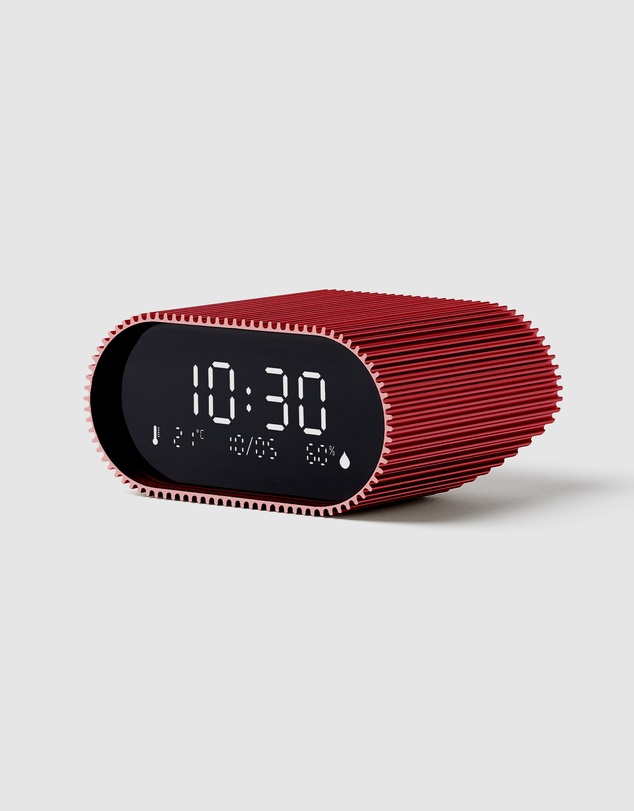 Lexon - Lexon Ray Clock Lcd Alarm Clock With Temperature / Humidity Display - Red