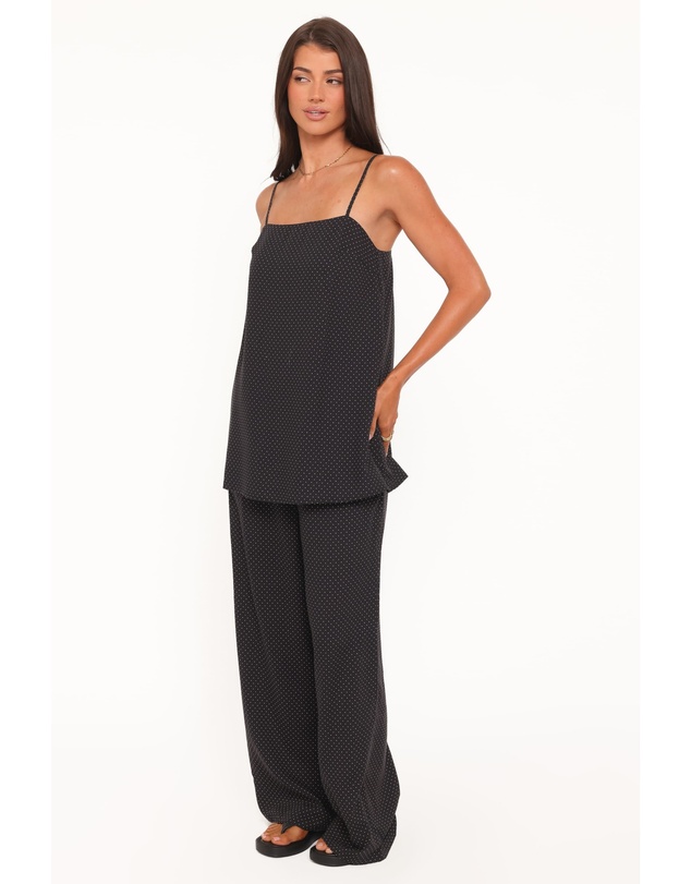 Petal & Pup - Lexi Elastic Waist Pant - Black Polkadot