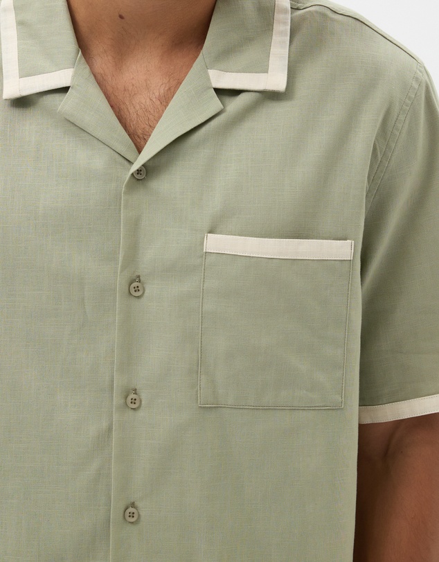 AERE - Linen Blend Contrast Shirt