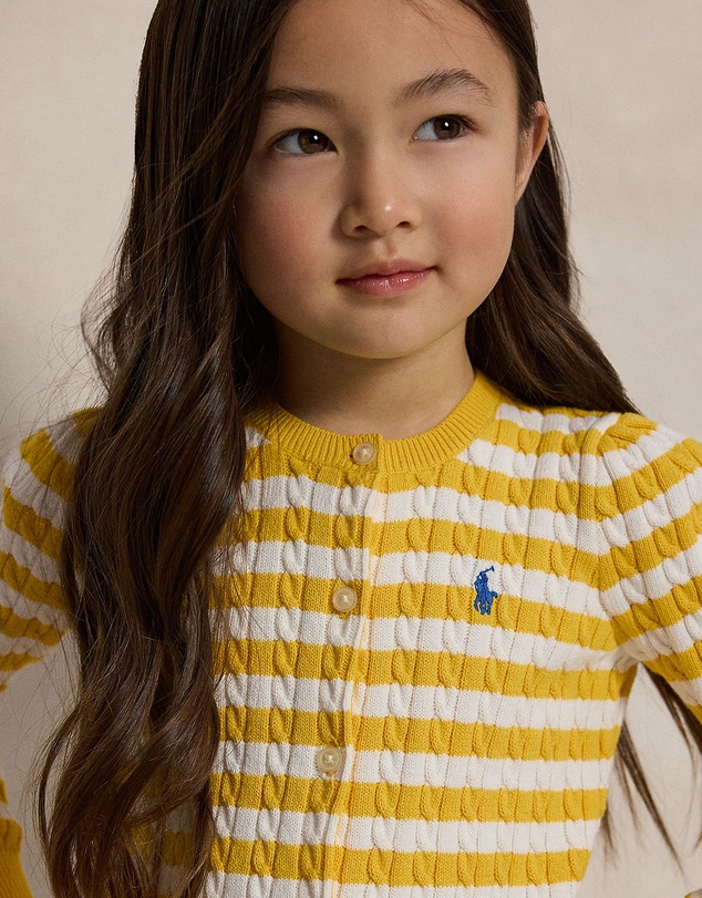 Polo Ralph Lauren - Striped Mini-Cable Cotton Cardigan - Kids