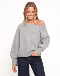 Petal & Pup - Ailis Off Shoulder Sweater - Grey