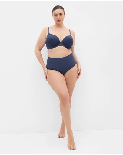 City Chic - Plus size Luxe Microfibre Plunge T-Shirt Bra - navy