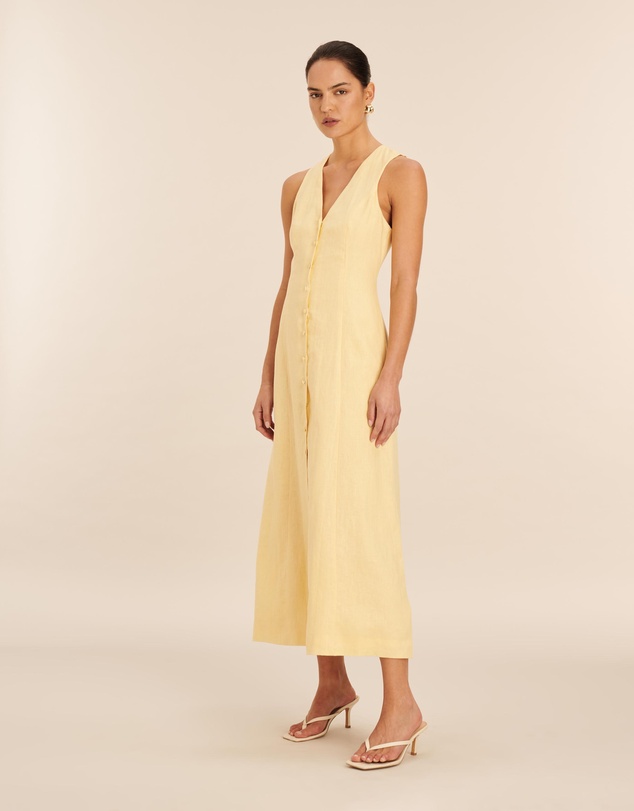 AERE - Linen Button Down Midi Dress