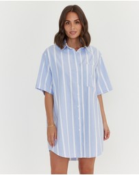 ALEXANDRA - Apex Dress Chambray Blue Stripe
