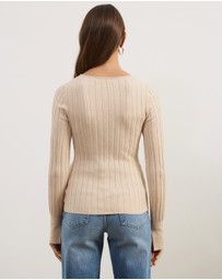 Atmos&Here - Rumi Long Sleeve Fitted Rib Knit Top