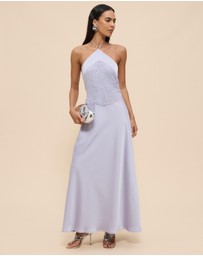 CHANCERY - Georgie Halter Neck Lace Panelled Maxi Dress