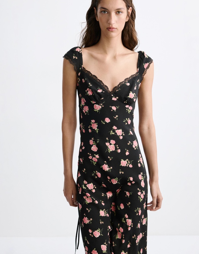 M.N.G - Floral Dress with Lace Trim