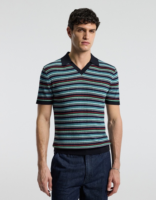 Calibre - Striped Rib Polo Navy