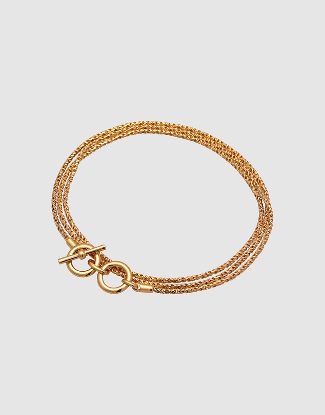 Kuzzoi - ICONIC EXCLUSIVE - Rope Chain Bracelet with T-Bar in Gold-Plated 925 Sterling Silver