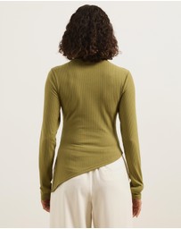 Atmos&Here - Long Sleeve Boat Neck Jersey Top
