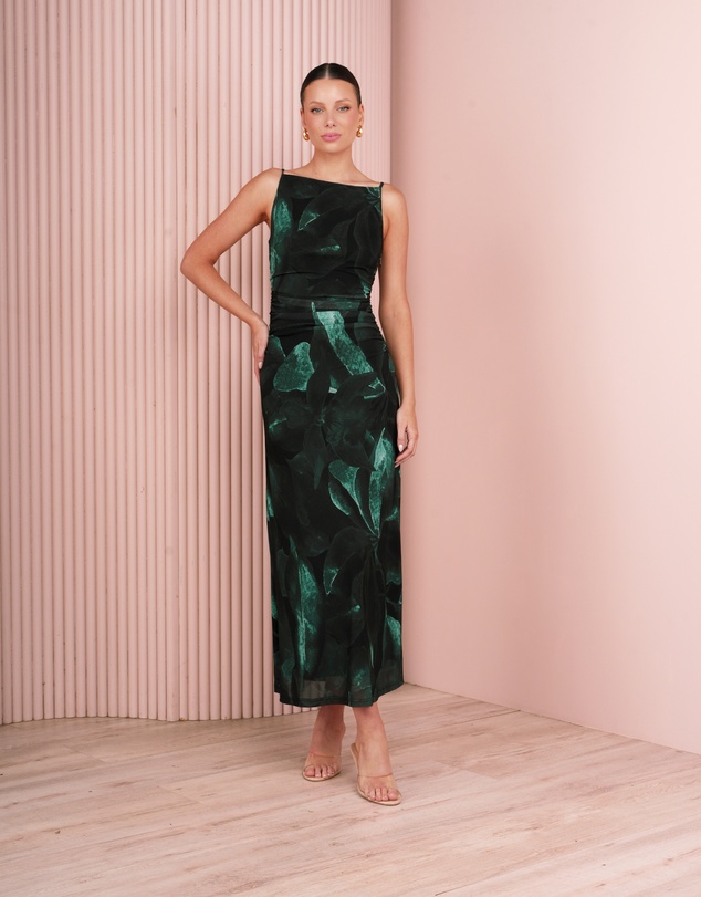 Azzurielle - Eliza Printed Mesh Maxi Dress