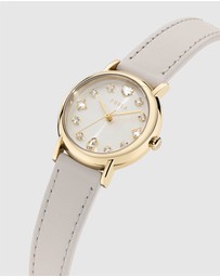 Furla - Easy Shape Yellow Gold-Tone Grey Leather Strap Watch