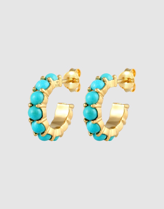 Elli Jewelry - Howlite Hoop Earrings in Gold-Plated 925 Silver
