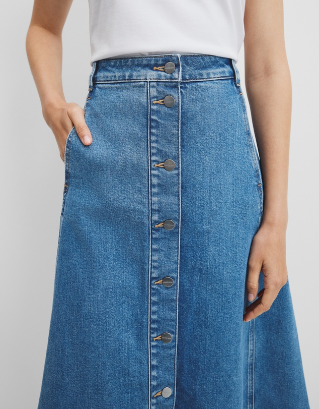 Country Road - A-line Denim Midi Skirt