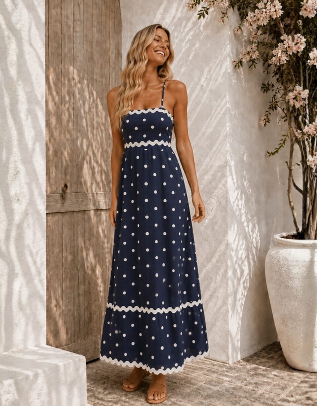 Esther & Co - Priah Dress - Navy Spot