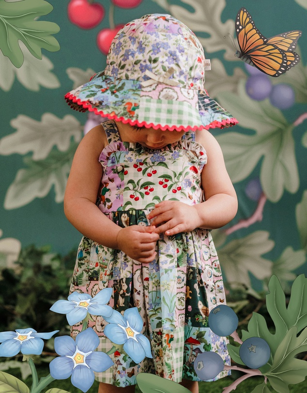 Fleur Harris - ‘Enchanted Garden’ Summer Baby Hat in Patchwork