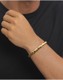 Kuzzoi - ICONIC EXCLUSIVE - Bracelet Male Bangle Twist 925 Sterling Silver Gold Plated