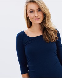 Bamboo Body - 3/4 Sleeve Ruched Maternity Dress