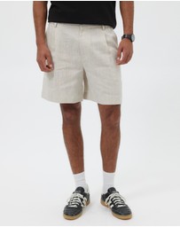 AERE - Seaside Pleated Linen Shorts