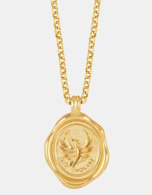 Dower & Hall - Men's 'Fly High' Phoenix Talisman Necklace In Gold Vermeil