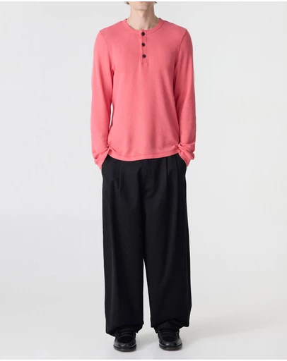 Bassike - Waffle Slouch Placket T-Shirt