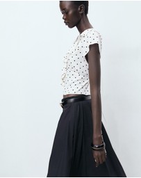 M.N.G - Polka-Dot Blouse With Ruffles