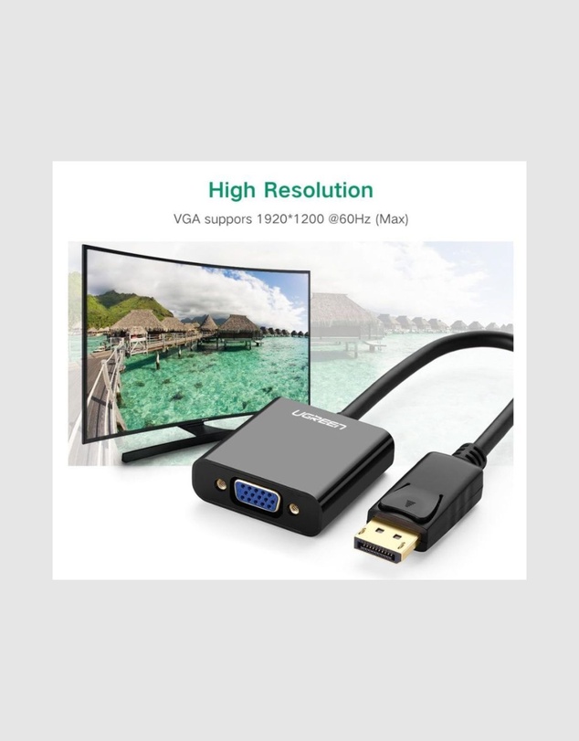 Ugreen - UGREEN DP Male to VGAFemale Converter Black