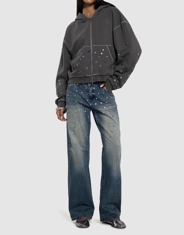 Jaded London - Rhinestone Embellished Oversized Hoodie