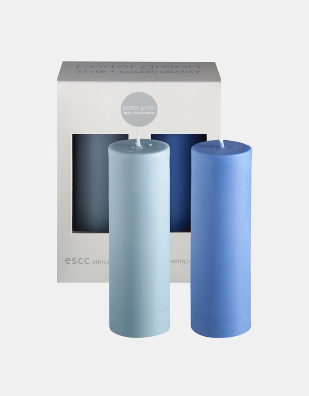 porter green - escc medium pillar candle soy-blend unscented candles