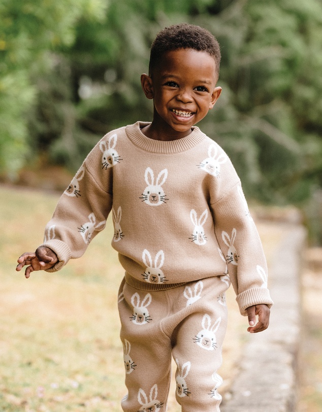 Kynd Baby - Knit Bunny Jumper in Oatmeal