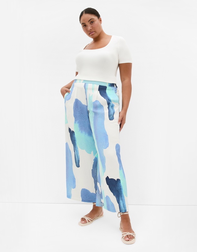 City Chic - Plus size Surface Level Print Pant - light blue