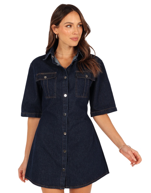 Petal & Pup - Rev Mini Dress - Dark Denim