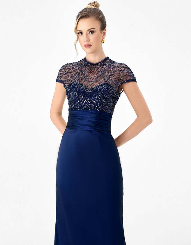 Bariano - Veena Sheer Illusion Gown