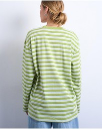 TOPSHOP - Stripe LS Slouchy Skater Tee