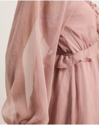 Atmos&Here - Tyla V-Neck Boho Midi Dress with Ruffle Detail