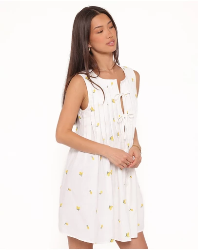 Petal & Pup - Madeline Mini Dress - Embroidered Lemons